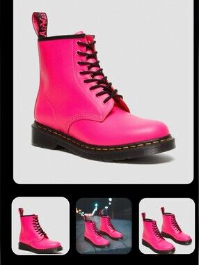 NwoT 11 Mens Dr. Martens Hot Pink Punk Lace-Up Combat Boot 1460 Eyelet Leather